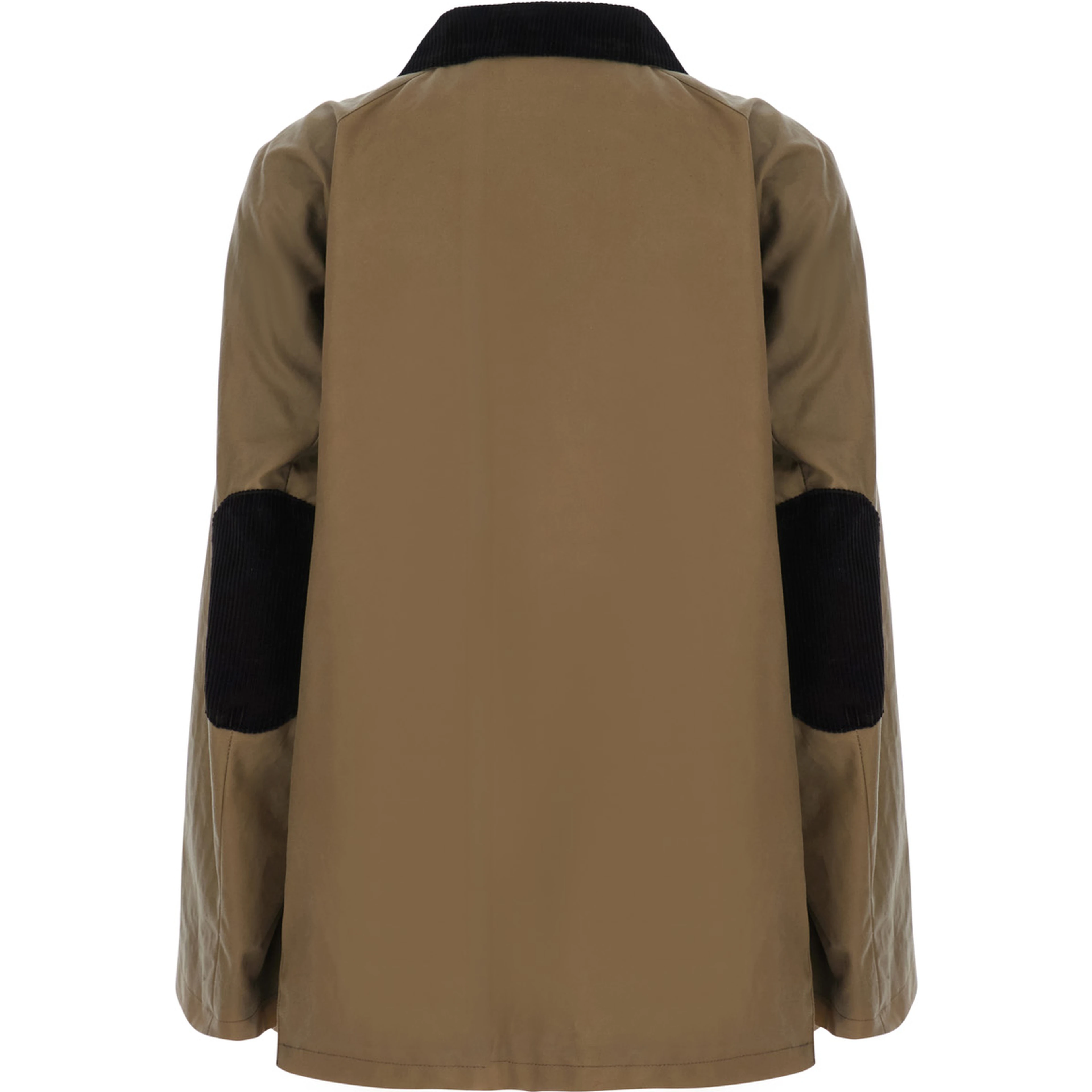 Beige Jacket with classic collar and patch elbows in cotton for women