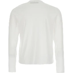 White Long Sleeve T-Shirt with Pony embroidery on the Front in Cotton for Women
