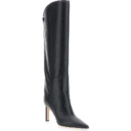 Alizze Black Boots with High Stiletto Heel in Leather for Women
