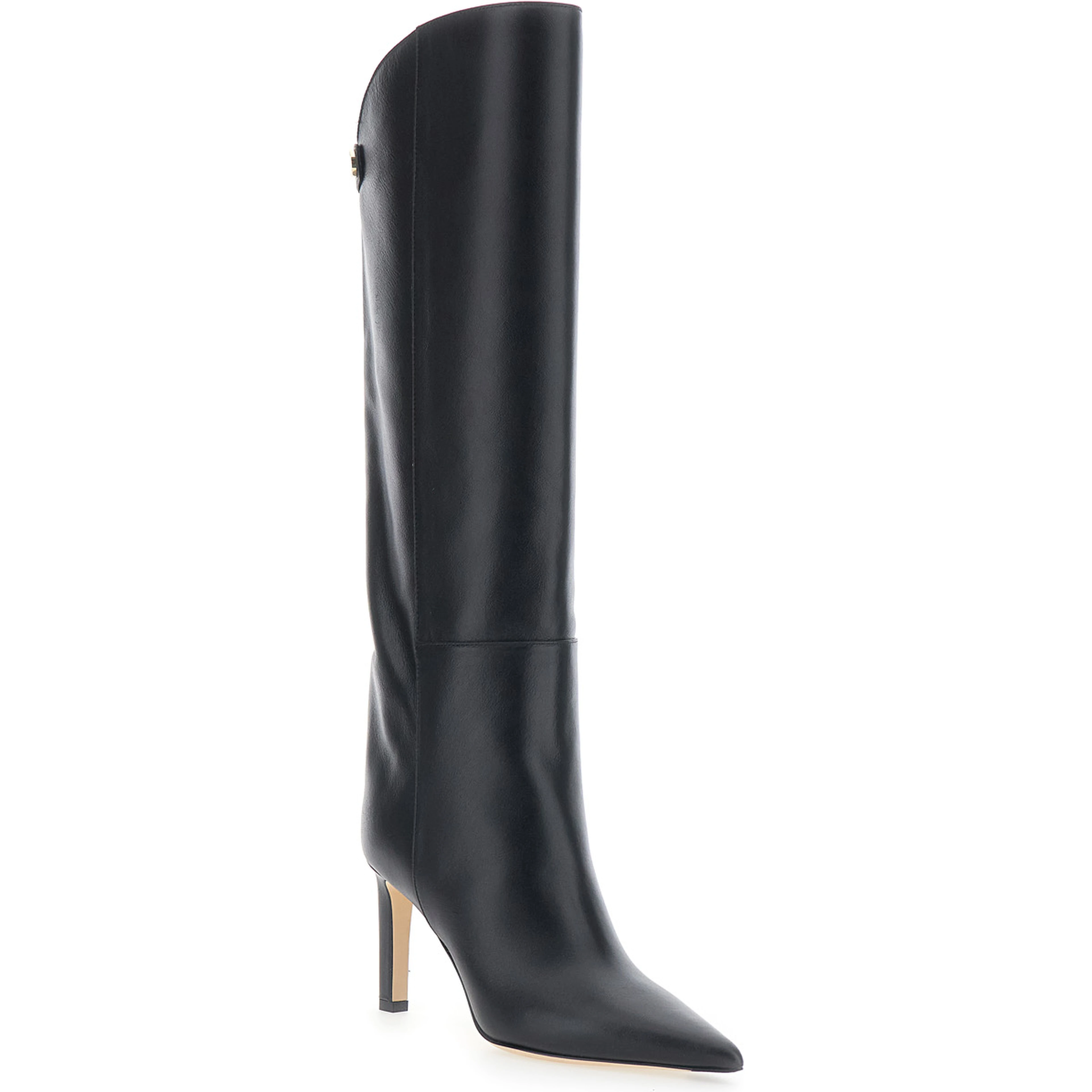 Alizze Black Boots with High Stiletto Heel in Leather for Women