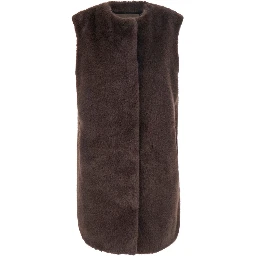 Brown fur with round collar in Faux fur Woman