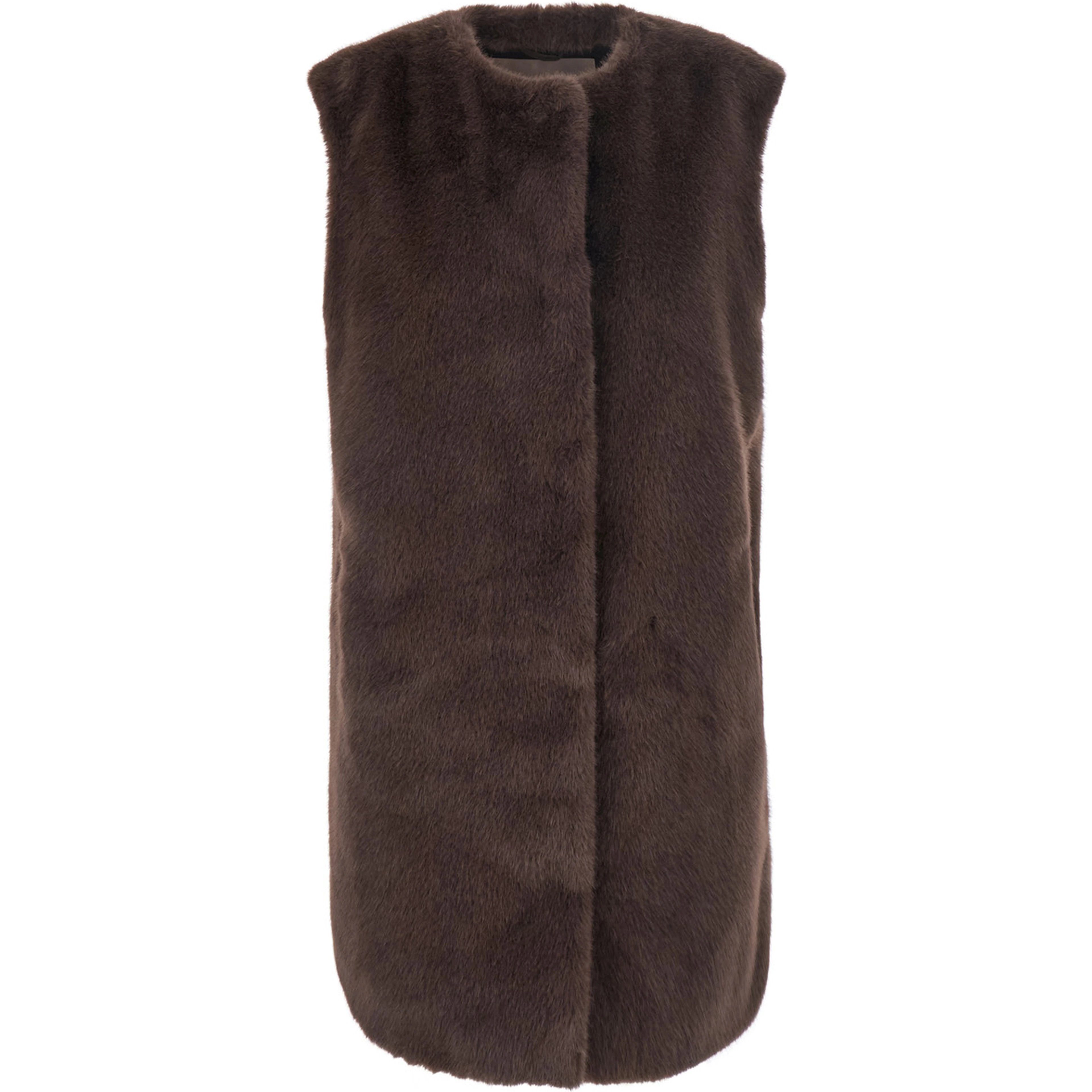 Brown fur with round collar in Faux fur Woman