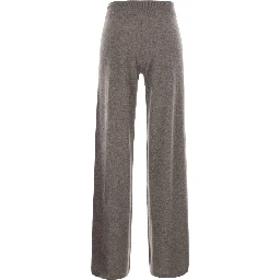 Sofi Beige Trousers with Elastic Waist and Wide Leg in Cashmere for Women