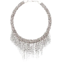 silver colored Necklace with all-over rhinestone details in metal for women