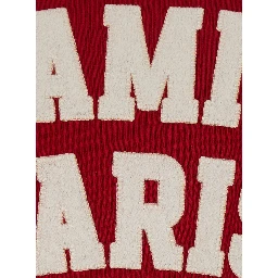 red T-shirt with embroidered logo on the front in cotton for women