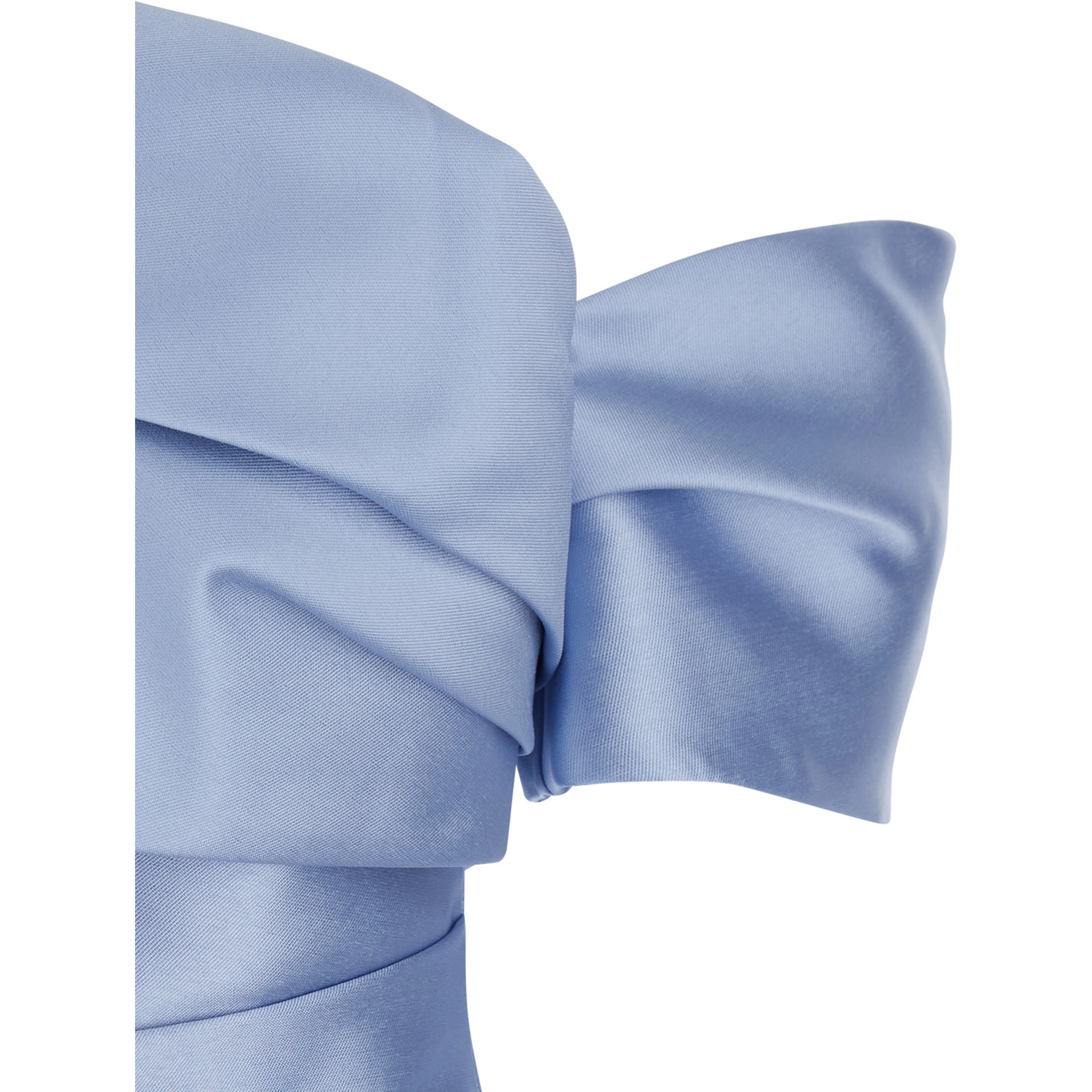 Lucine Light blue off-shoulder long dress with concealed zip closure in tech fabric for women