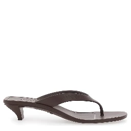 Vittoria Brown Heeled Sandals with Embossed Logo in Rubber for Women