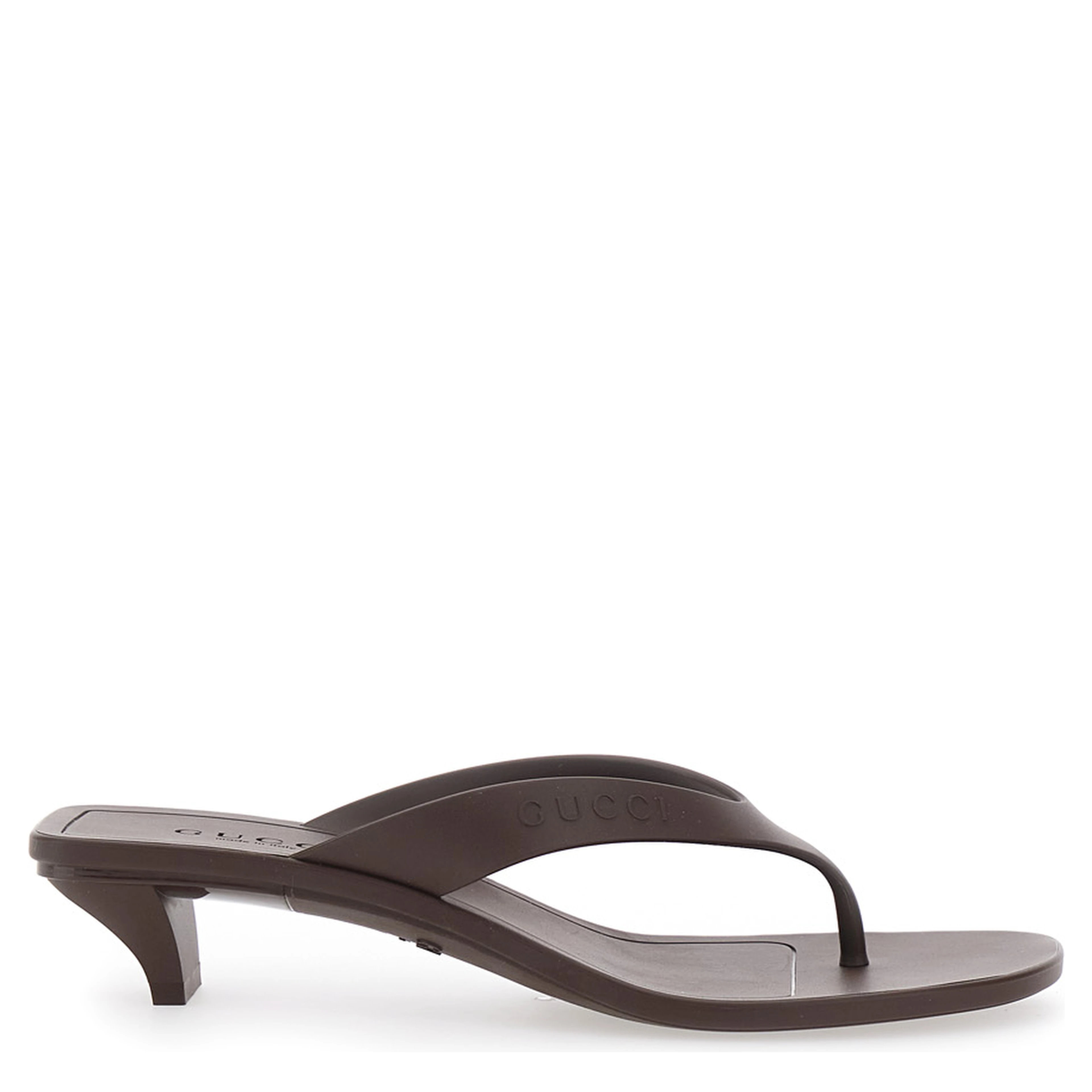Vittoria Brown Heeled Sandals with Embossed Logo in Rubber for Women