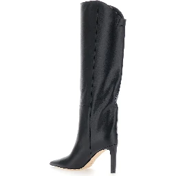 Alizze Black Boots with High Stiletto Heel in Leather for Women