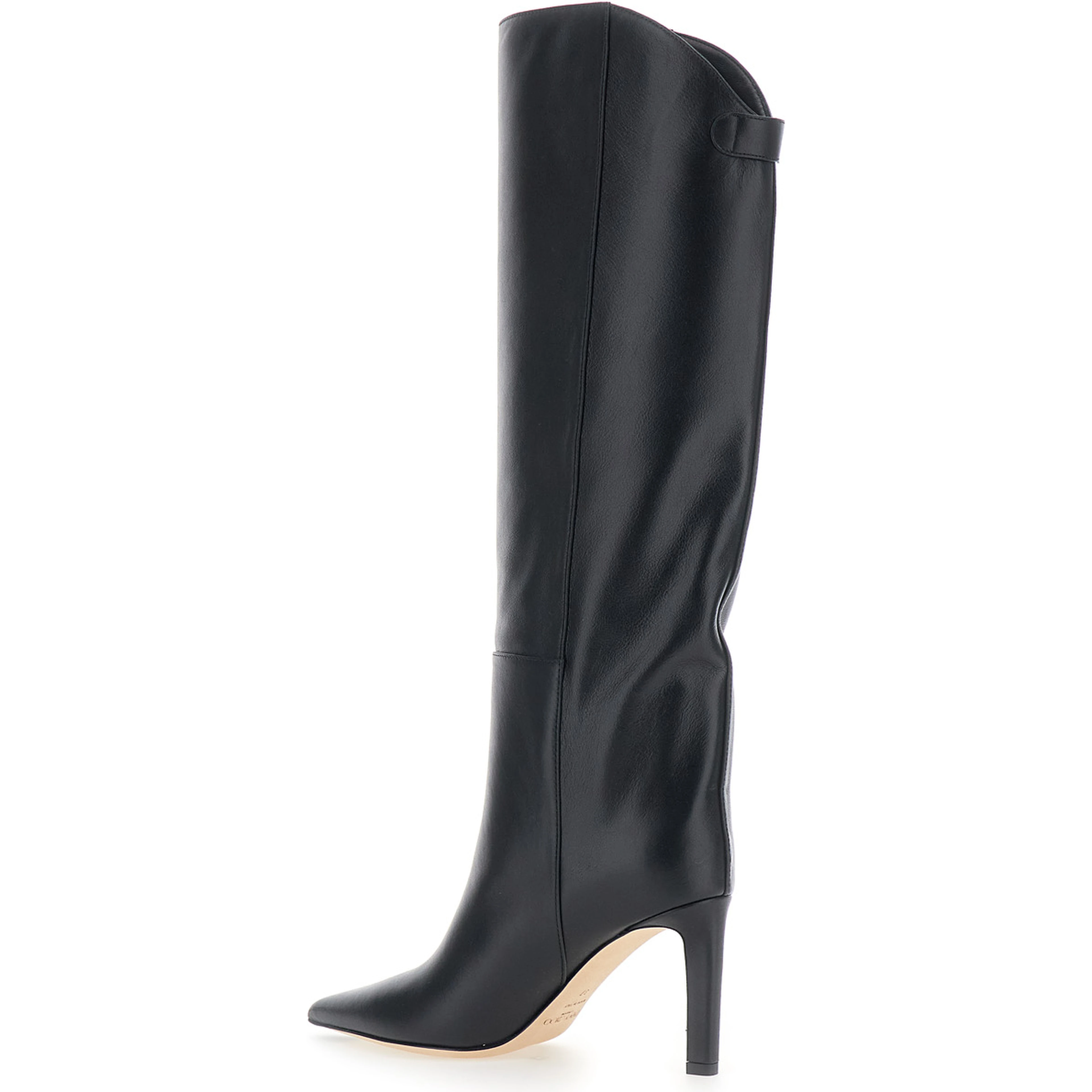 Alizze Black Boots with High Stiletto Heel in Leather for Women