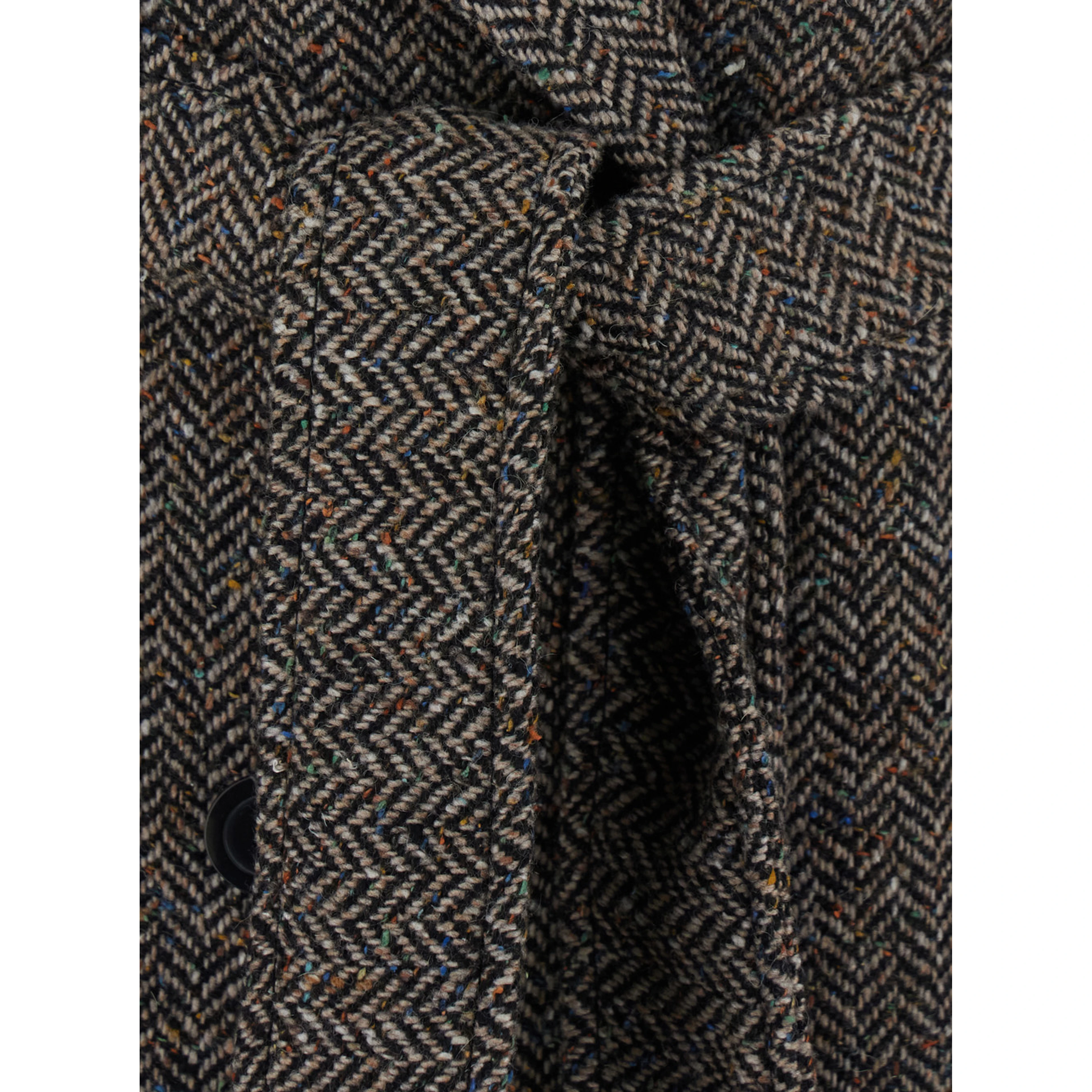Gray Coat with notched revers and front belt in wool blend for women