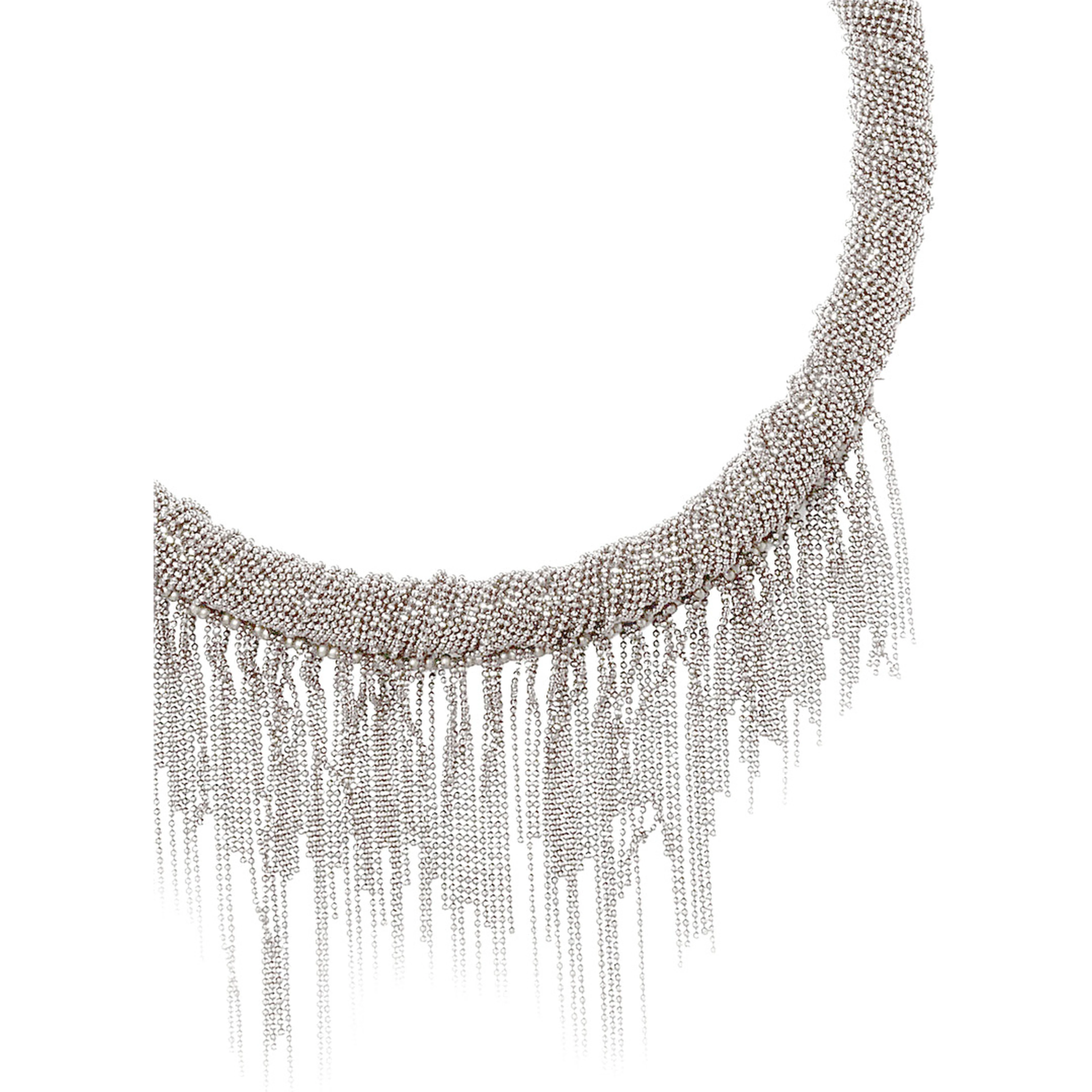 silver colored Necklace with all-over rhinestone details in metal for women