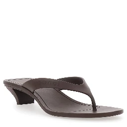 Vittoria Brown Heeled Sandals with Embossed Logo in Rubber for Women