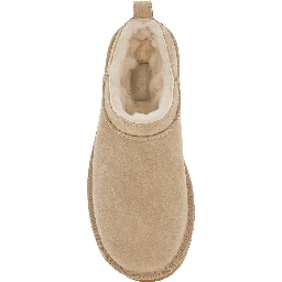 Boots W CLASSIC MICRO Beige with Minimal Design in Leather Women