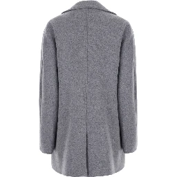 Gray Double-breasted Jacket with Notched Revers in Wool Blend Women
