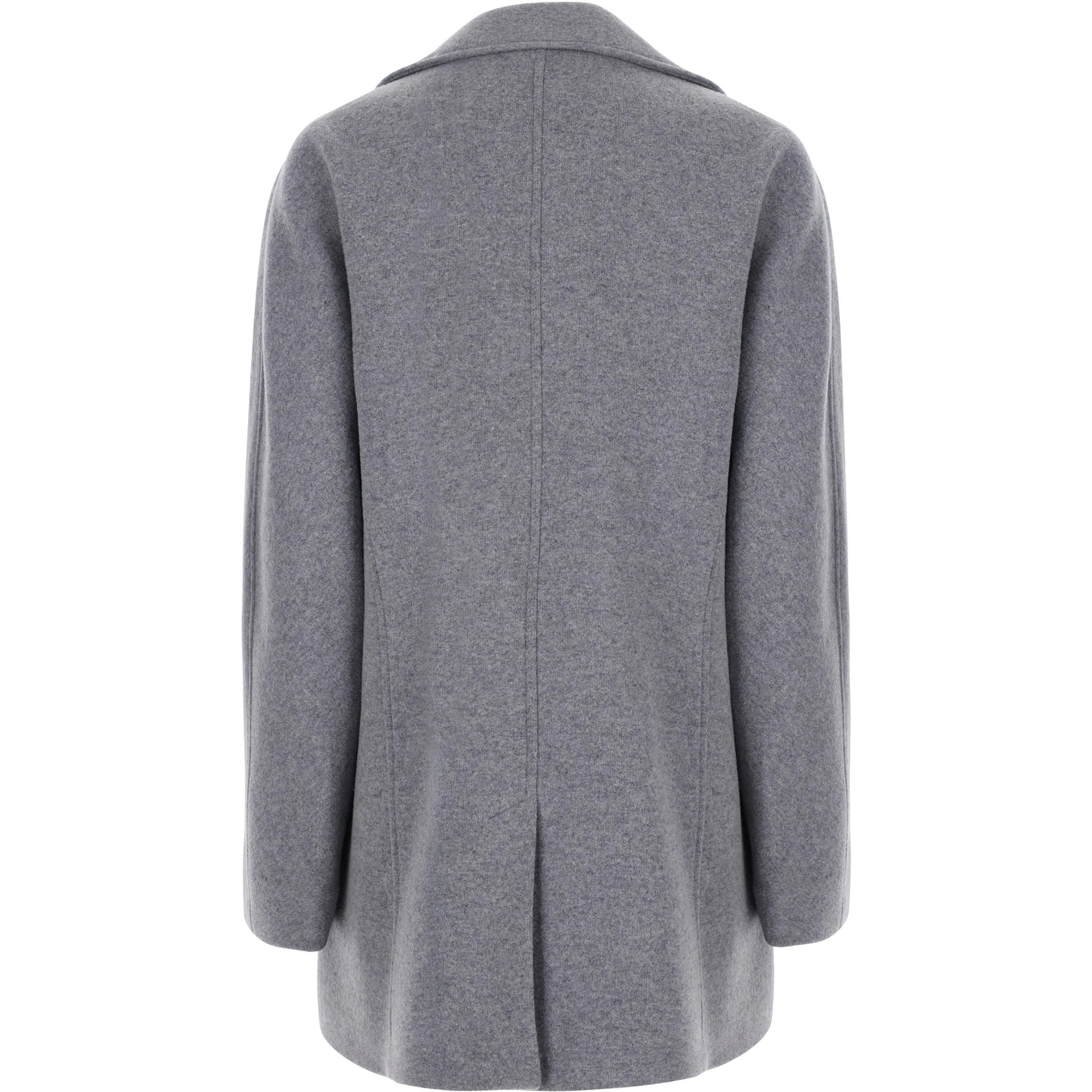Gray Double-breasted Jacket with Notched Revers in Wool Blend Women