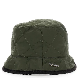 Reversible Quilted Hat with Pockets and Patch Green Unisex