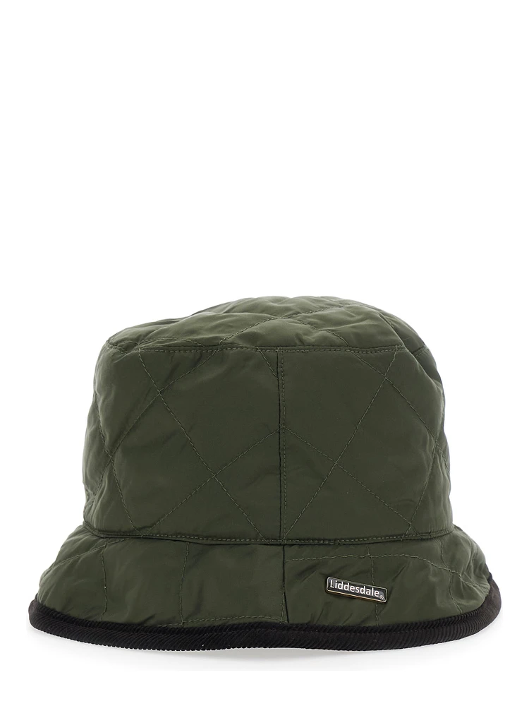 Reversible Quilted Hat with Pockets and Patch Green Unisex