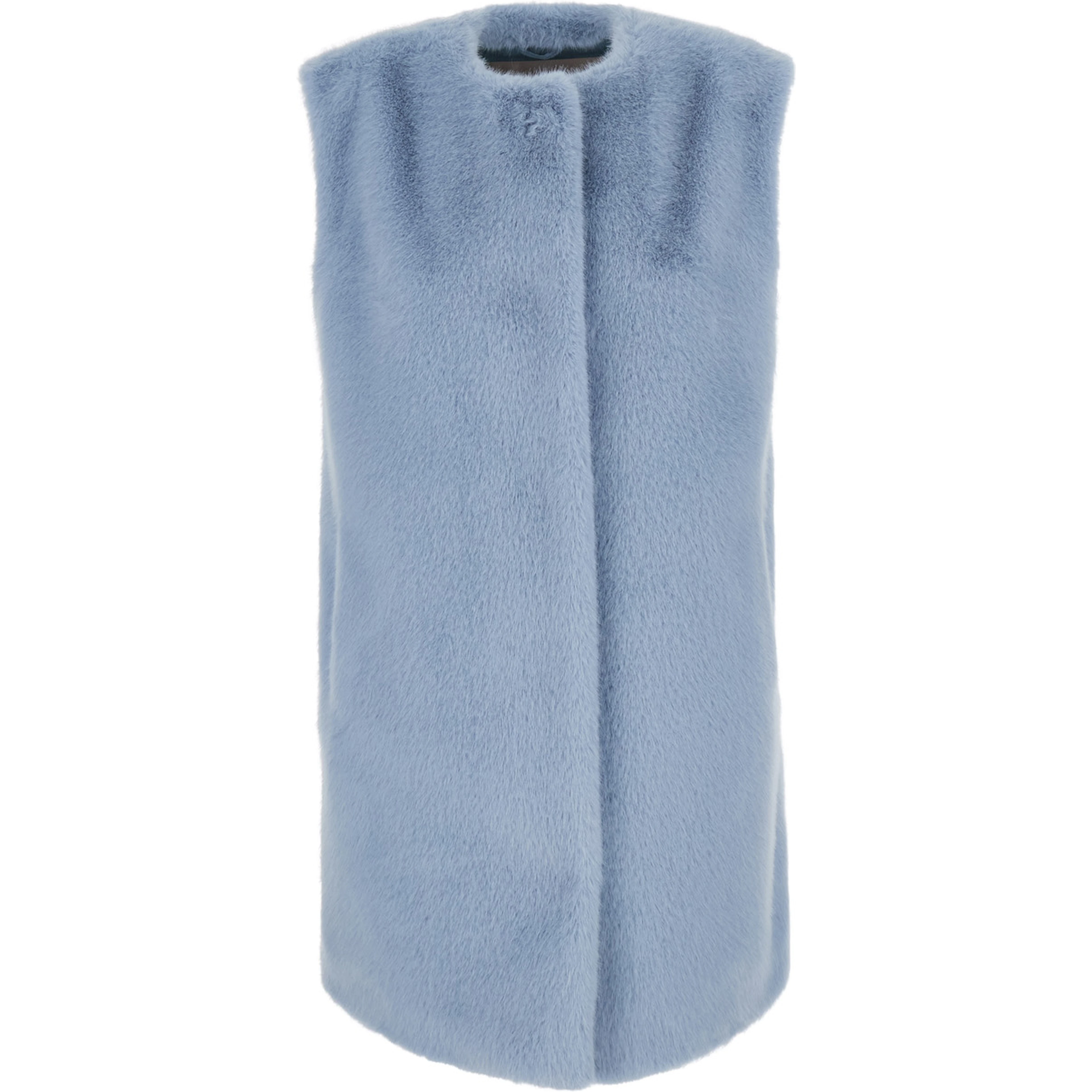 Blue fur with round collar in Faux fur Woman