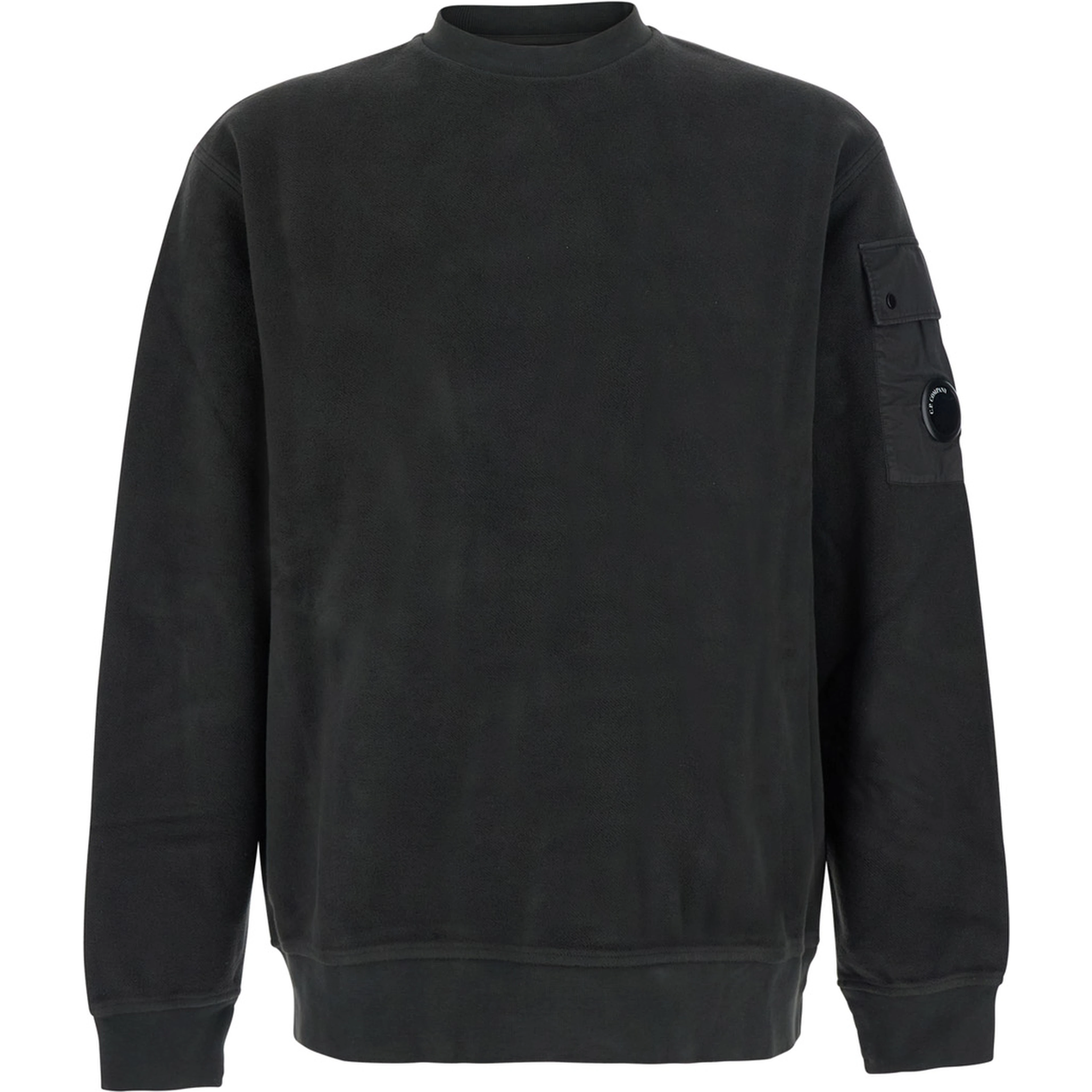 Grey Sweatshirt with round neck and logo patch on the sleeve in cotton for men