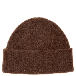 Beanie with AMI de Coeur logo and brown Tech Fabric unisex
