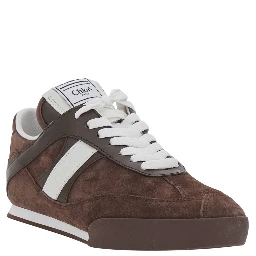 Brown Low Top Sneakers with Logo Patch on the Tongue in Suede for Women