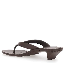 Vittoria Brown Heeled Sandals with Embossed Logo in Rubber for Women