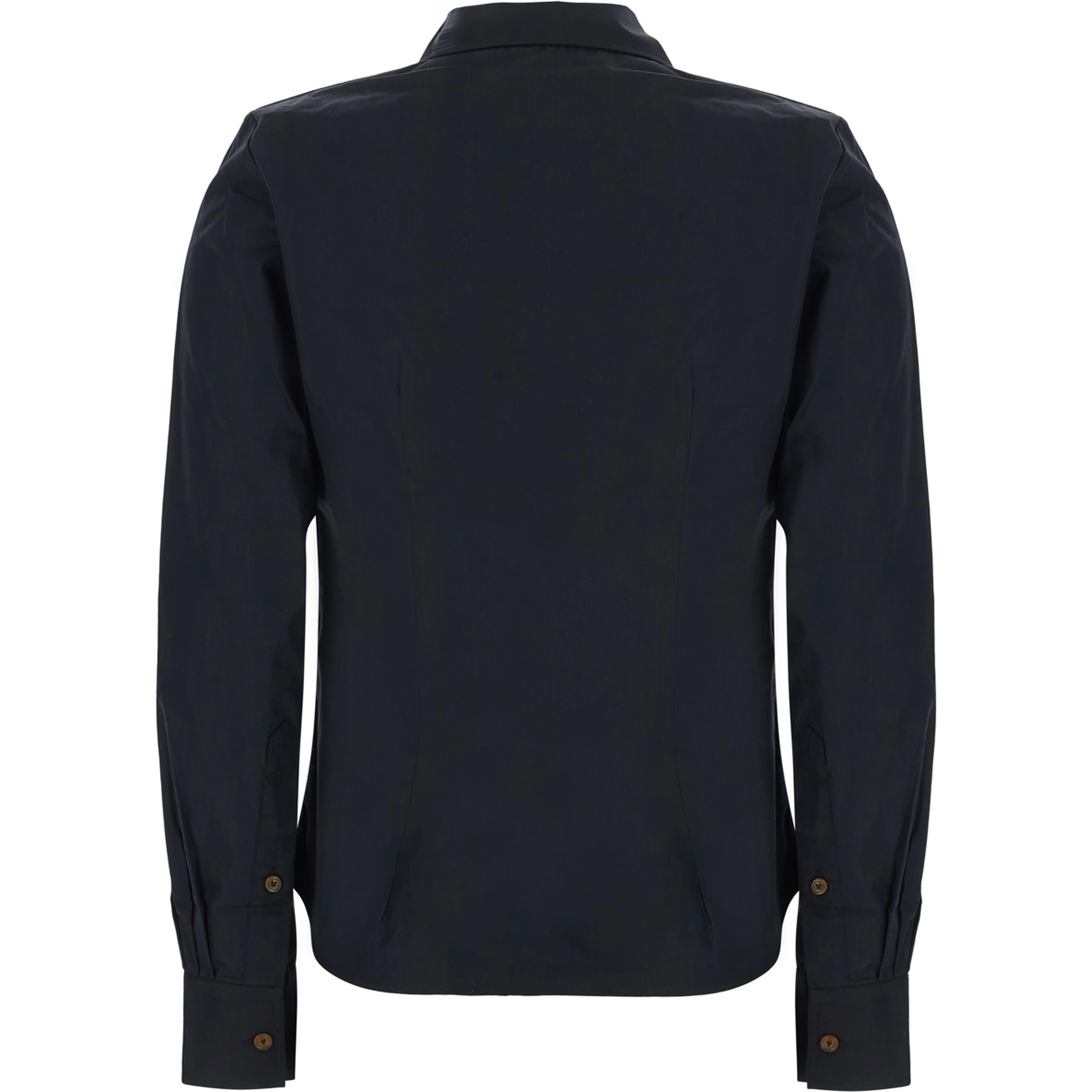 black Oversized pointed-collar shirt with embroidered logo on the front in Cotton for women