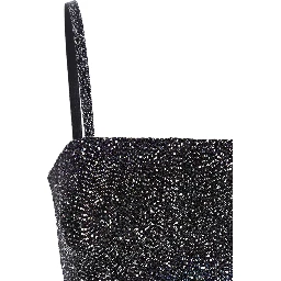 Multicolor Midi Dress with Spaghetti Straps and  All-Over Sequins ZigZag Motif in Tech Fabric for Women