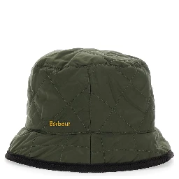 Reversible Quilted Hat with Pockets and Patch Green Unisex
