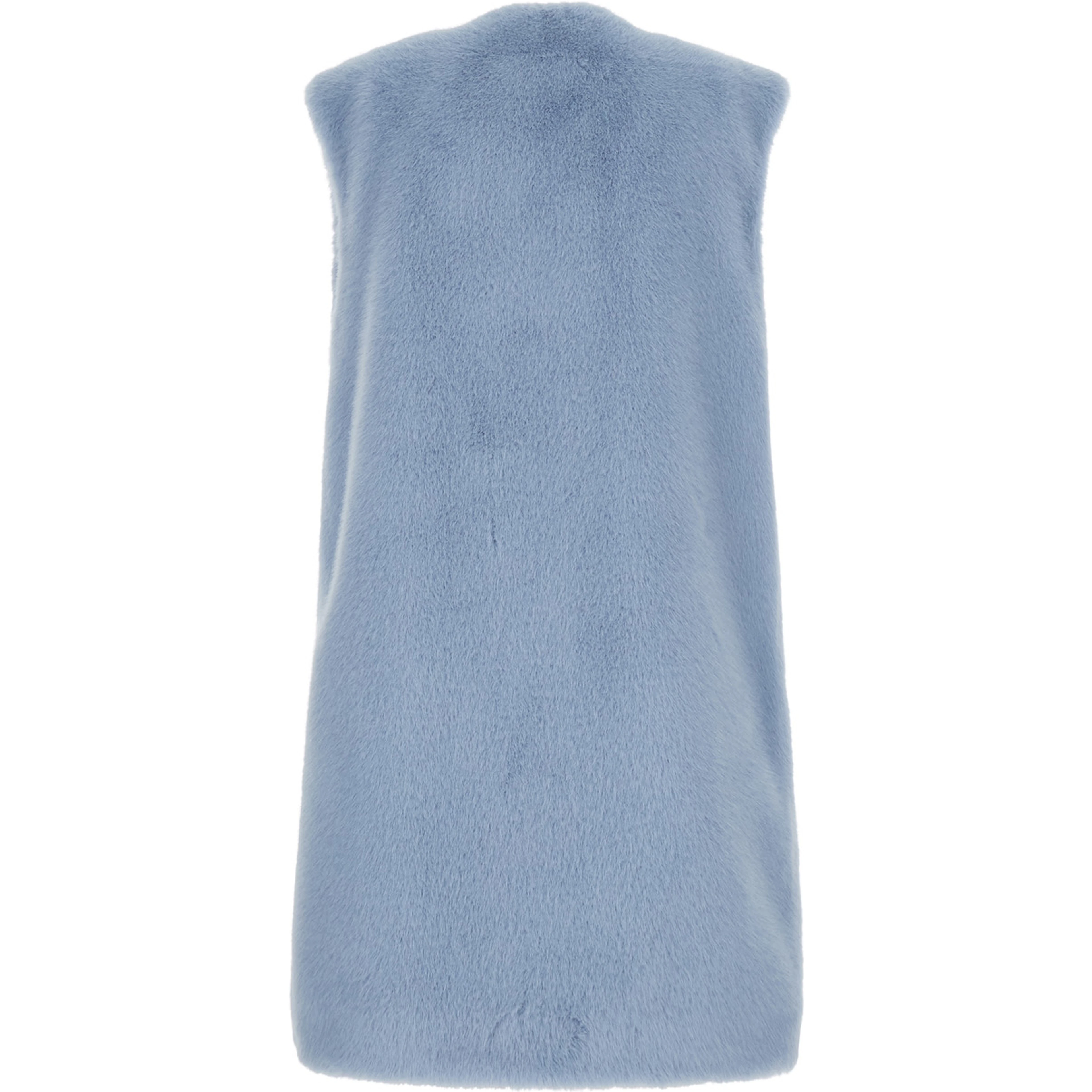 Blue fur with round collar in Faux fur Woman