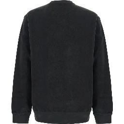 Grey Sweatshirt with round neck and logo patch on the sleeve in cotton for men