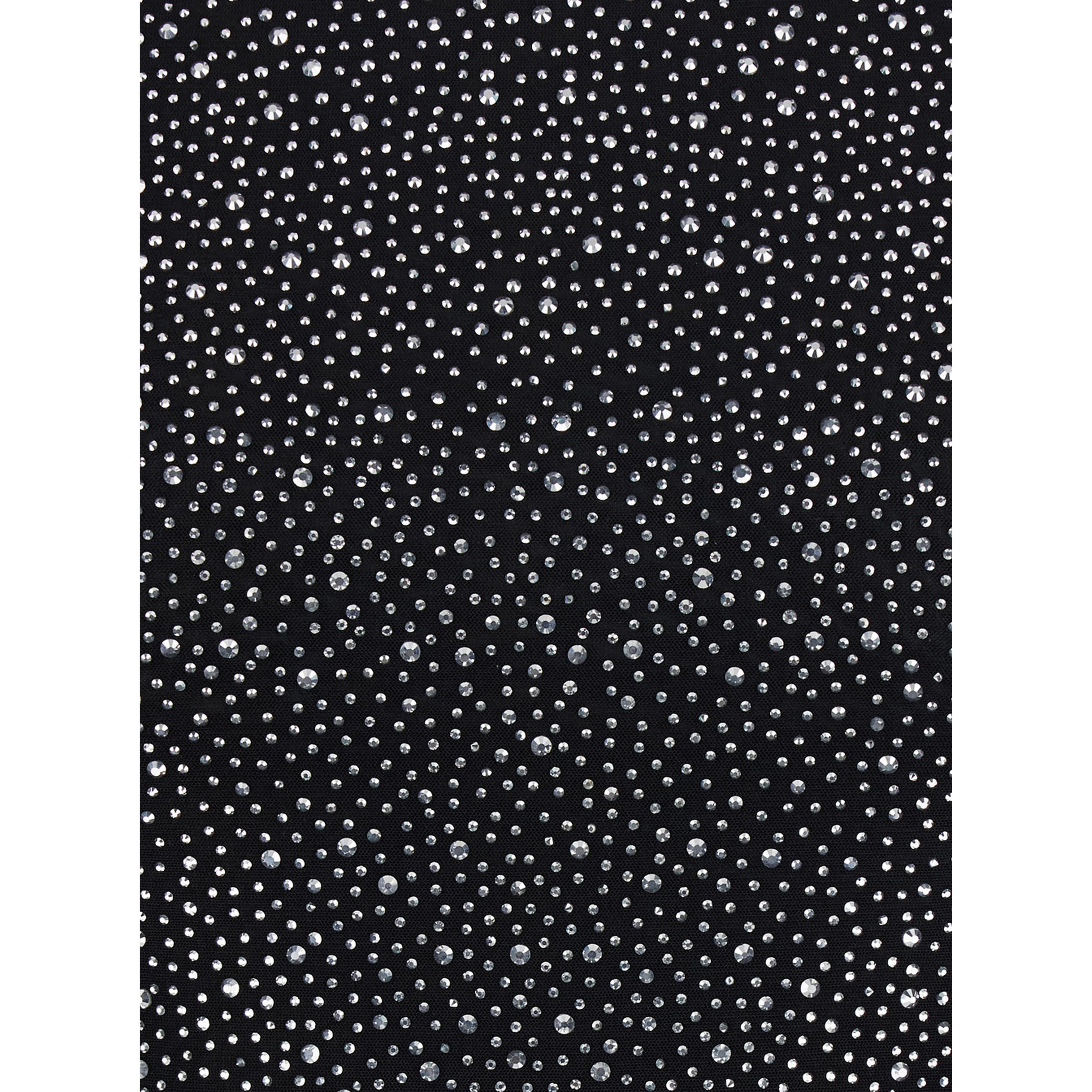 Kaira black Long dress with all-over applied rhinestones in fabric for women