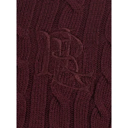bordeaux Crewneck sweater with cable knit and logo on the front in cotton Blend women