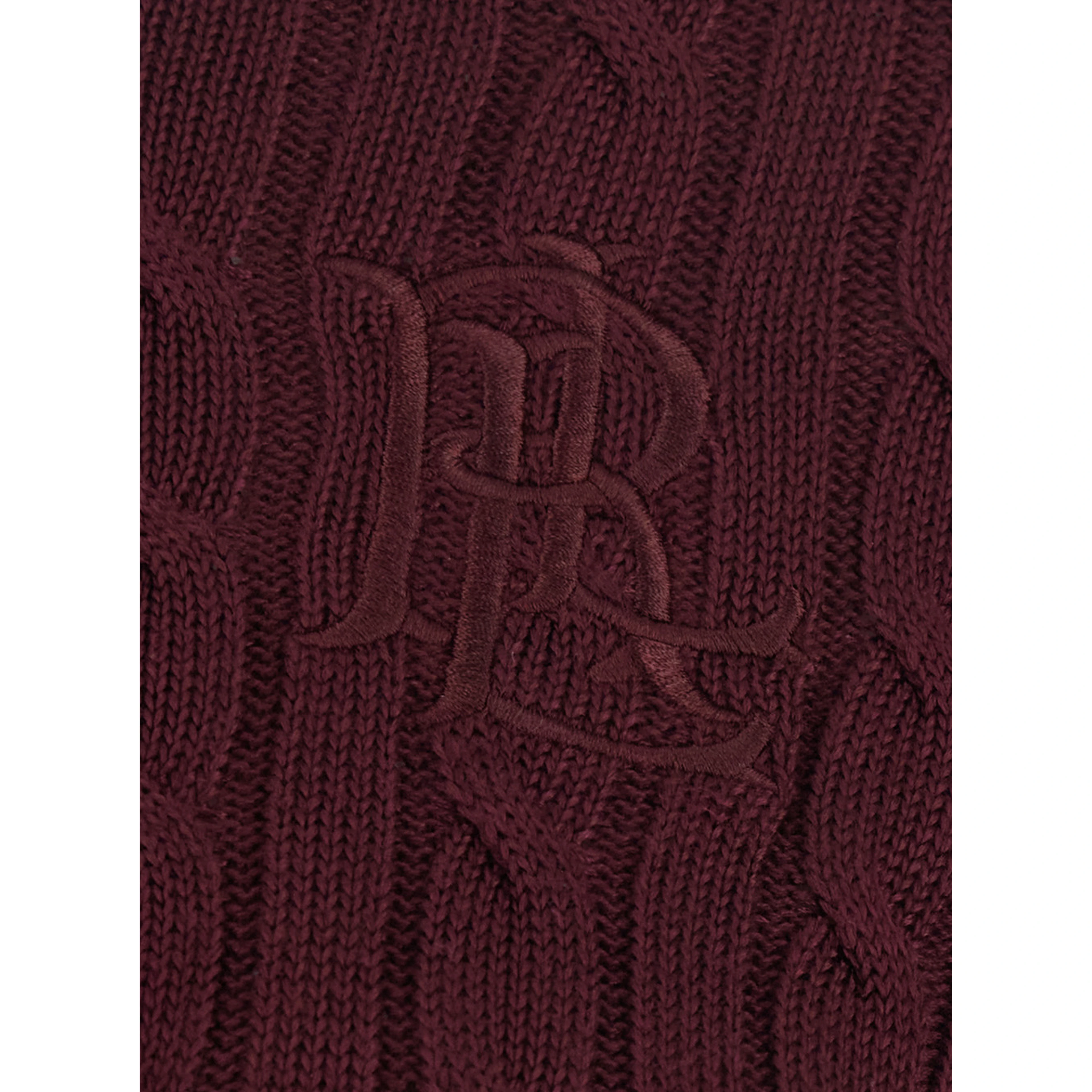 bordeaux Crewneck sweater with cable knit and logo on the front in cotton Blend women