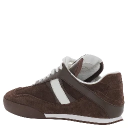 Brown Low Top Sneakers with Logo Patch on the Tongue in Suede for Women
