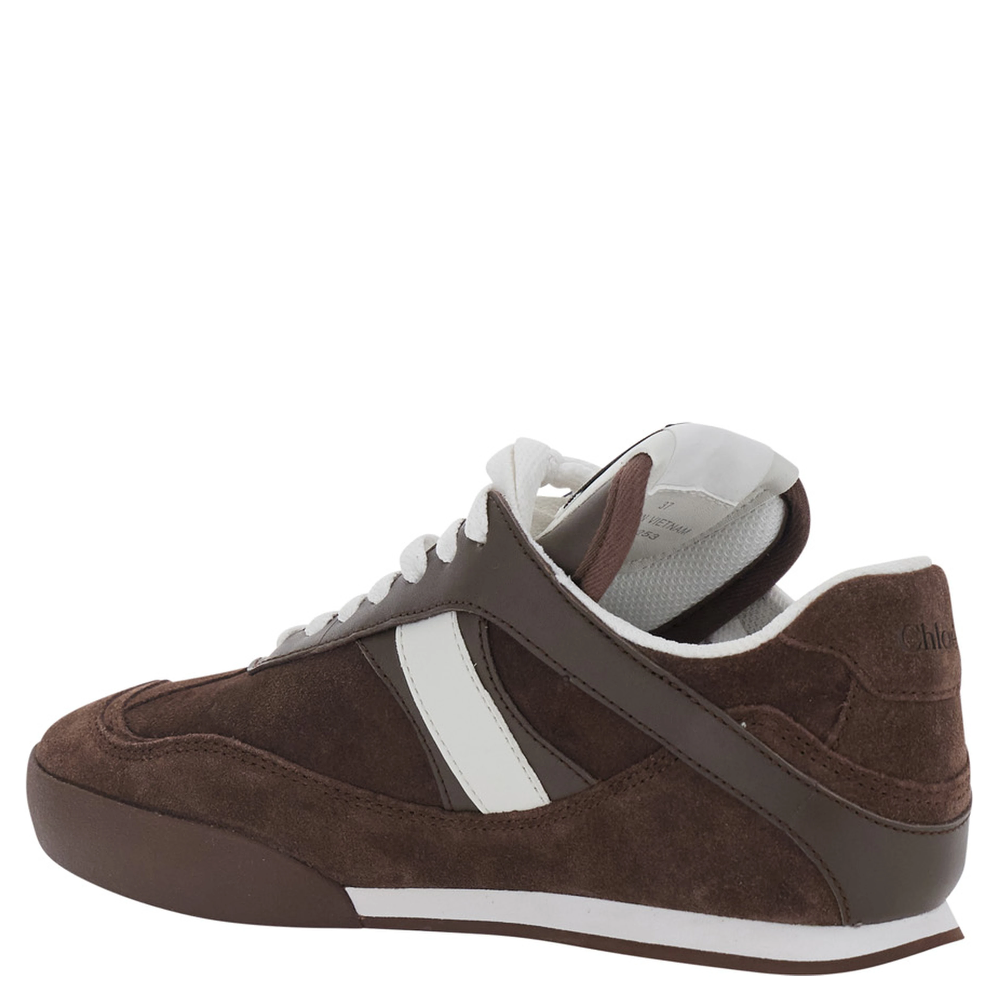 Brown Low Top Sneakers with Logo Patch on the Tongue in Suede for Women
