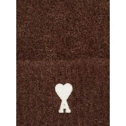 Beanie with AMI de Coeur logo and brown Tech Fabric unisex