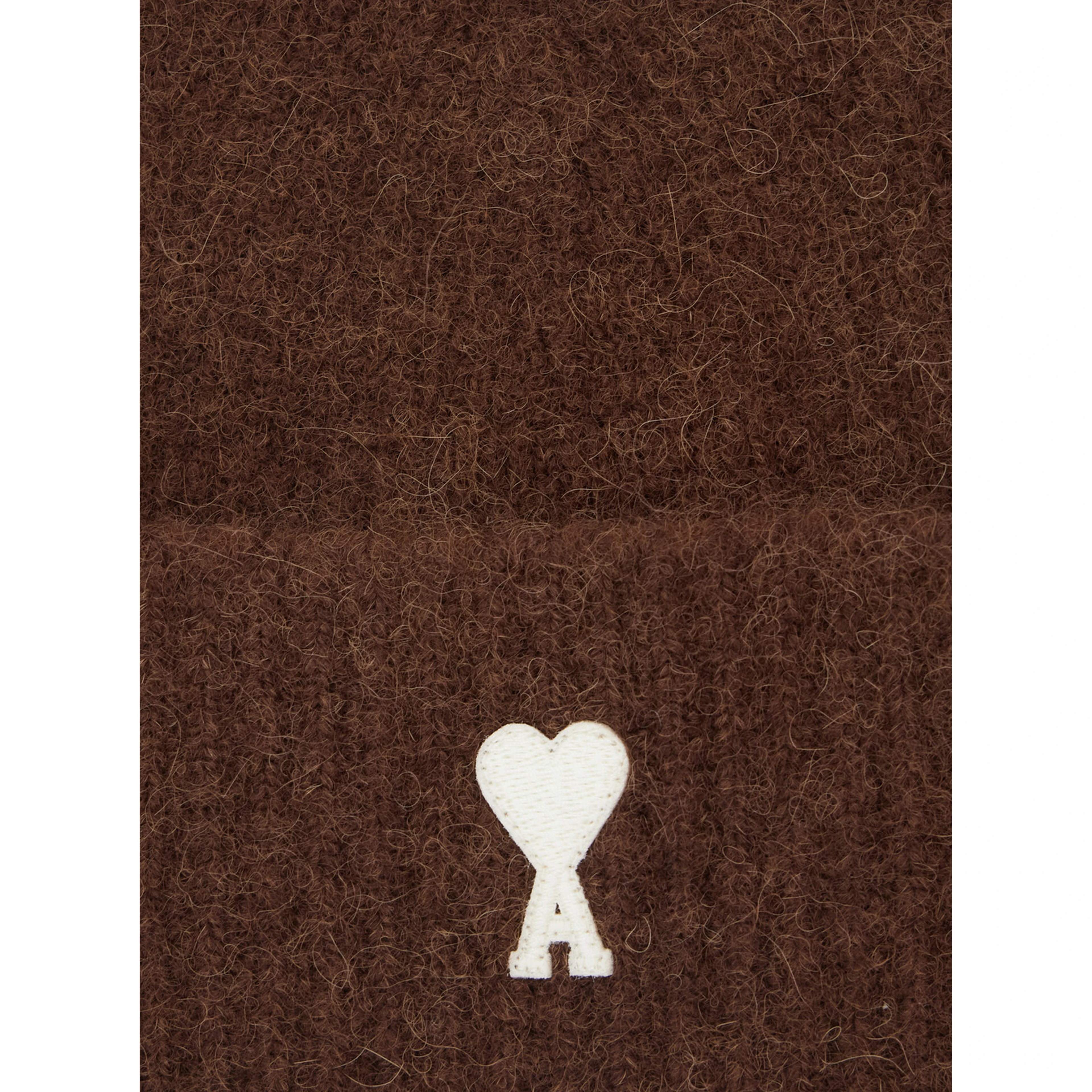 Beanie with AMI de Coeur logo and brown Tech Fabric unisex