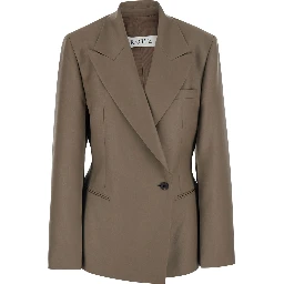 Brown Double-breasted jacket with peak revers in wool for women