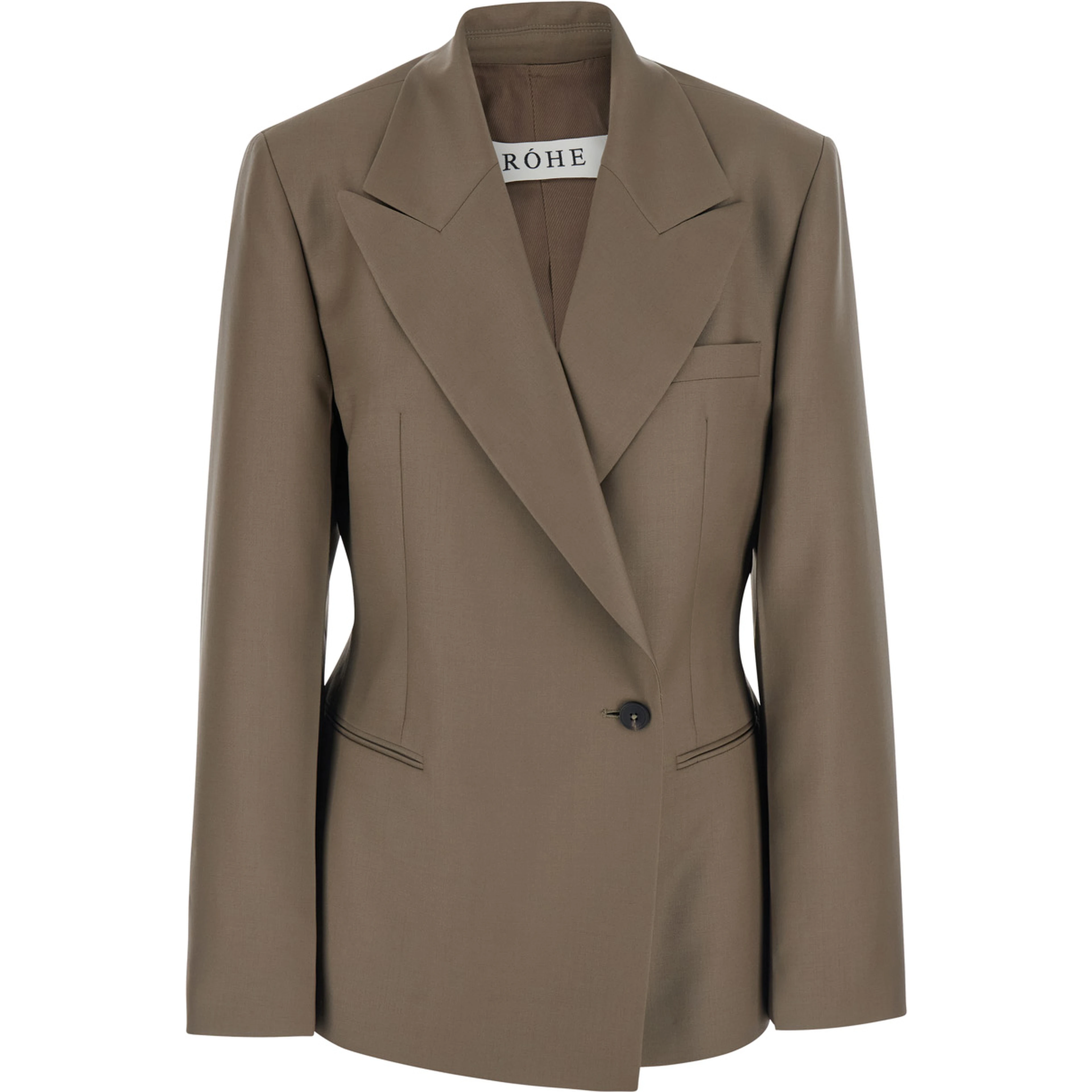 Brown Double-breasted jacket with peak revers in wool for women