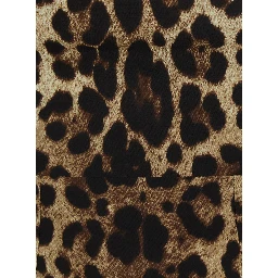 Brown Sleeveless Midi Dress with All-Over Leopard Print in Silk Stretch for Women