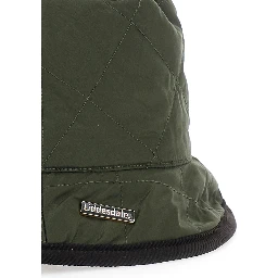 Reversible Quilted Hat with Pockets and Patch Green Unisex
