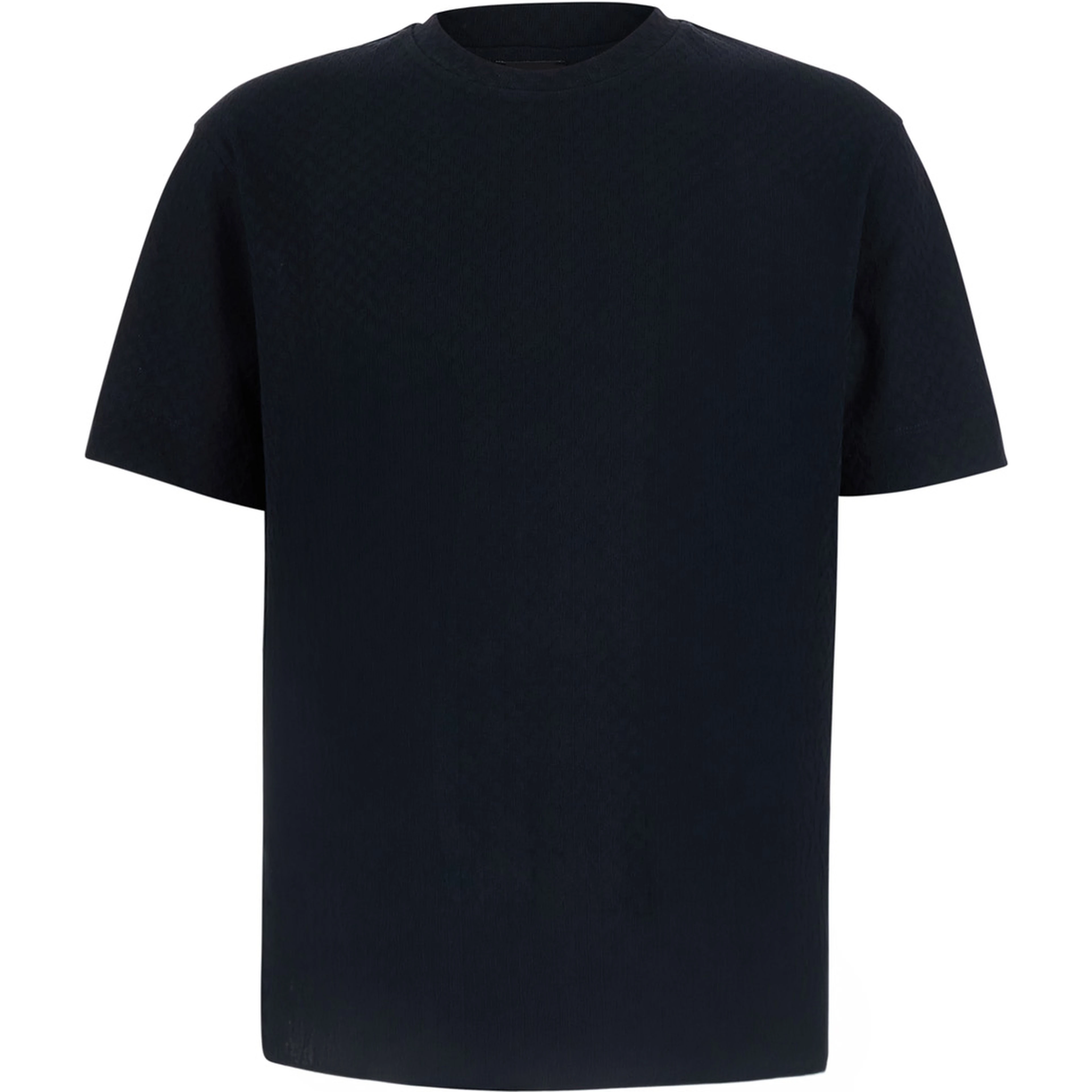Blue Crew neck T-shirt with tone-on-tone logo embroidery on the front in cotton for men