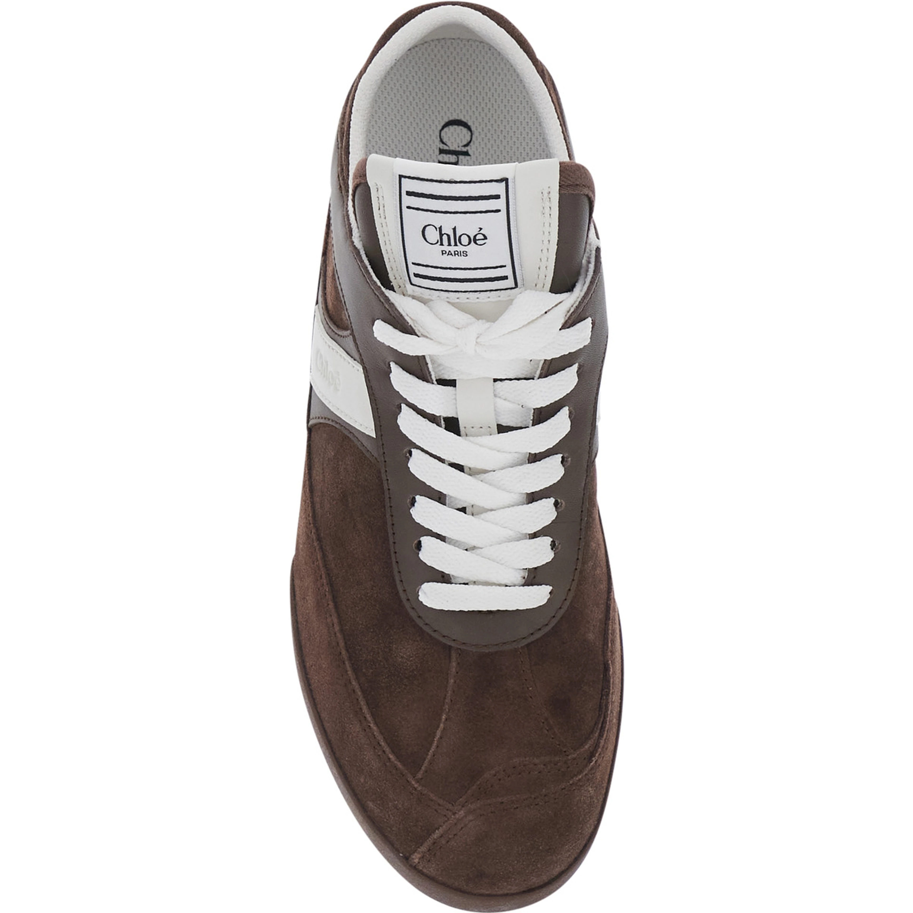 Brown Low Top Sneakers with Logo Patch on the Tongue in Suede for Women
