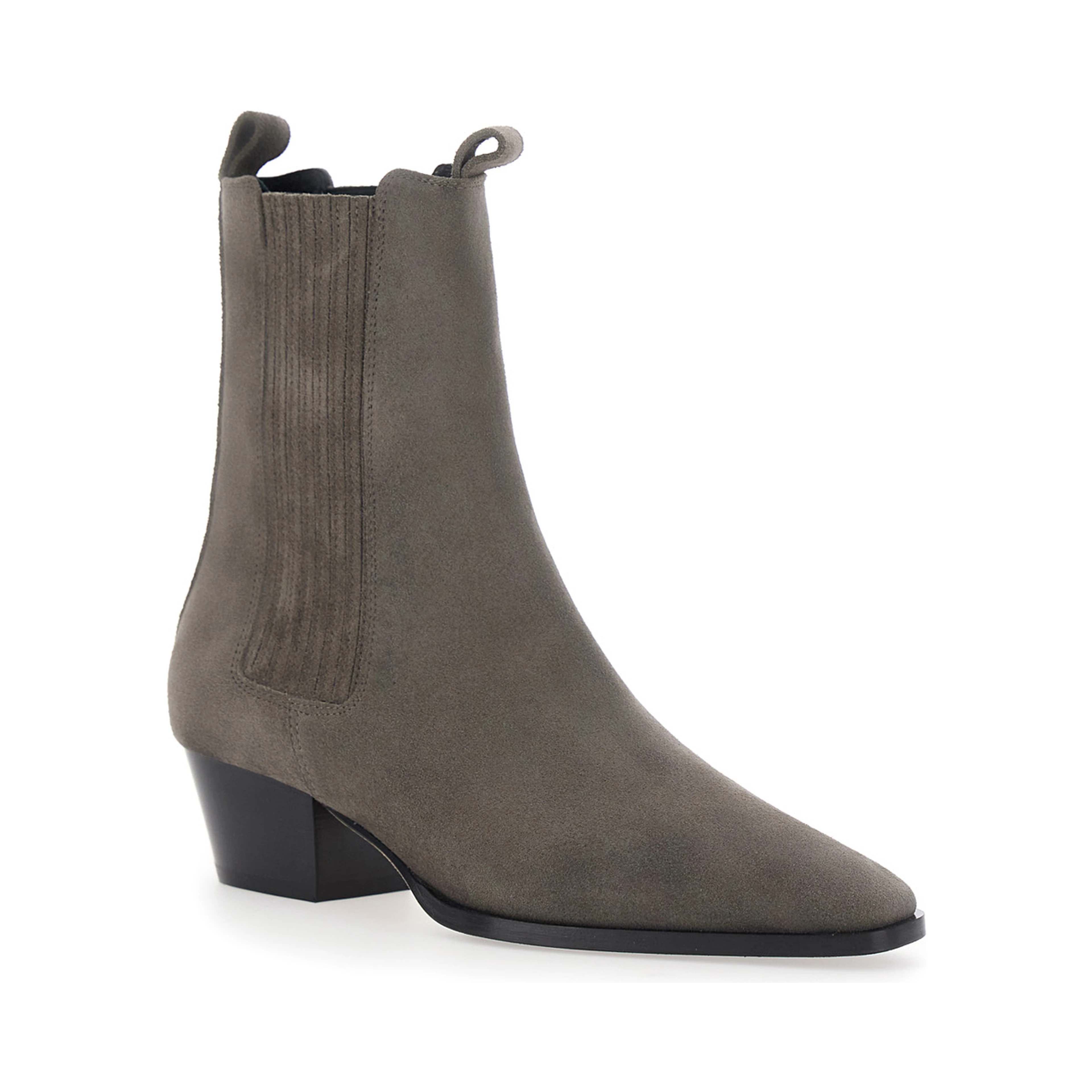 Agata Gray Ankle Boots with elastic details on the side in suede for women