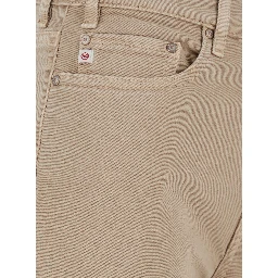 Beige Wide Leg Jeans with Logo Patch on the Back in Denim for Women