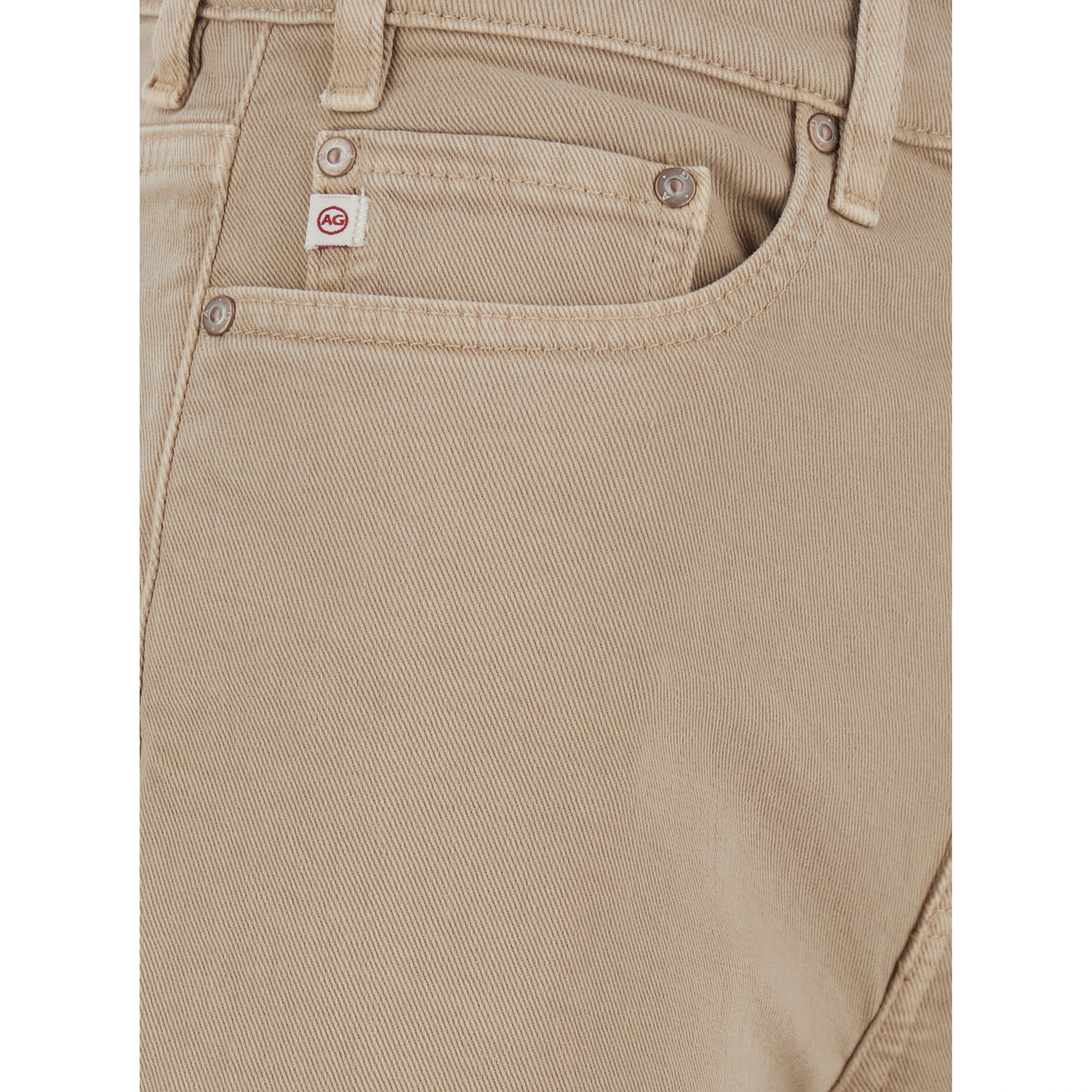Beige Wide Leg Jeans with Logo Patch on the Back in Denim for Women