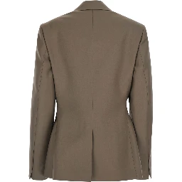 Brown Double-breasted jacket with peak revers in wool for women