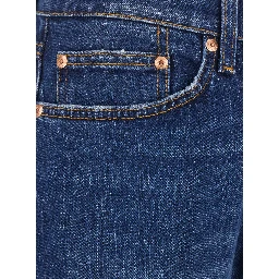 Blue Jeans with logo patch on the back and Contrasting stitching in denim for men